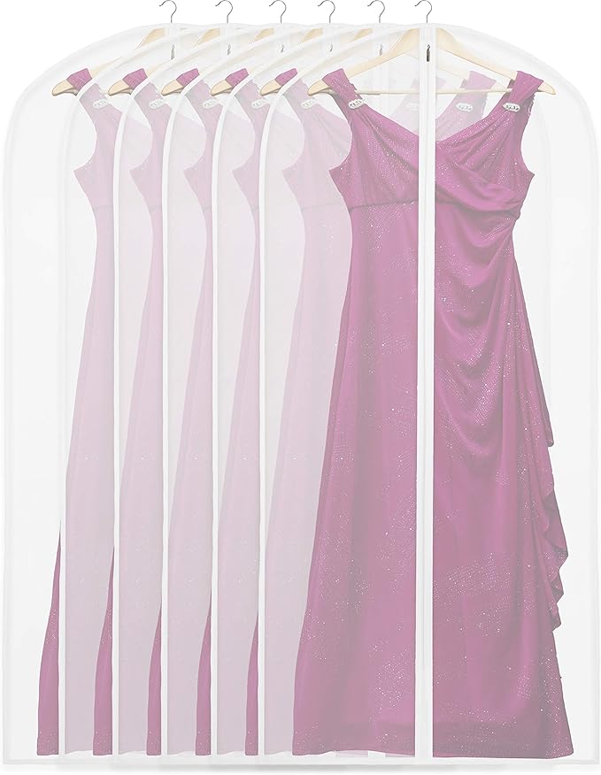 Simple Houseware 60-Inch Clear Garment Bags with Zipper for Suits, Dresses, Costumes, Uniforms - 6 Pack