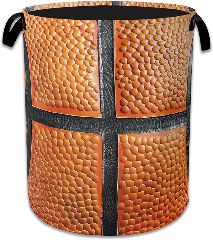 Basketball Large Storage Basket Collapsible Laundry Basket Oxford Storage Bin for Toy Bins Gift Baskets Bedroom Clothes Children Nursery Hamper 16" X 20.8"