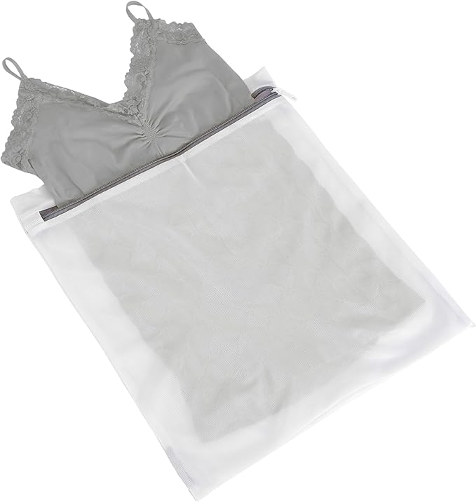 2 Pack Large Mesh Wash Bag | Laundry | Washing Machine | Zipper Closure | Prevents Pulling and Tearing | Clothes | Garments | Delicates | Socks | White