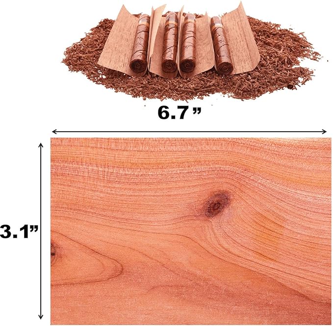 50PACK Cedar Sheets for Cigars Humidor, Spanish Cedar Sheets for Dividing or Lighting Up Cigars, Spanish Cedar Wood Veneer Lumber Strip Chip, Cigar Matches Cigar Accessories for Tube Jar/Box
