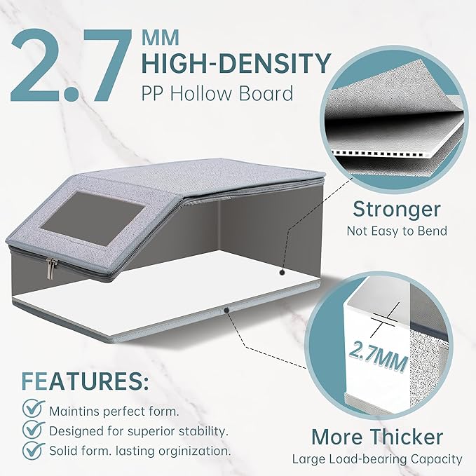 luckin smile Hat Organizer for Baseball Caps - Holds Up to 30 Caps, Includes 4 Hat Hooks, Closet Stackable Hat Box with Cardboard, Sturdy & Durable Dustproof Baseball Cap Organizer (2, Light Gray)
