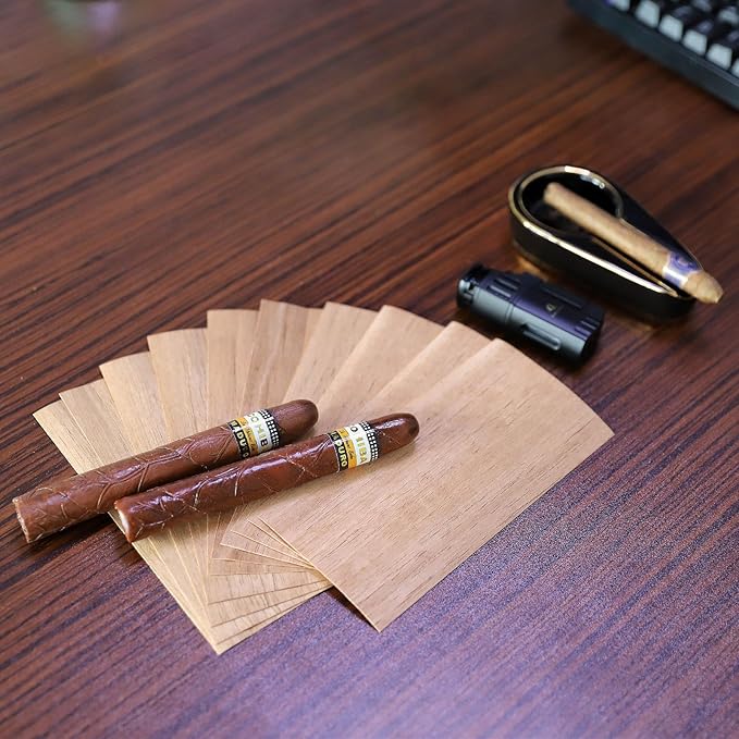 Woho 36 Count Spanish Cedar Sheets for Travel Humidor/Tupperdor/Cigar Tray/Case, Spanish Cedar Wood Veneer Chips for Cigar Dividing/Lighting, Cigar Accessories for Cigar Aging/Storage/Fresh(Pack of 1)
