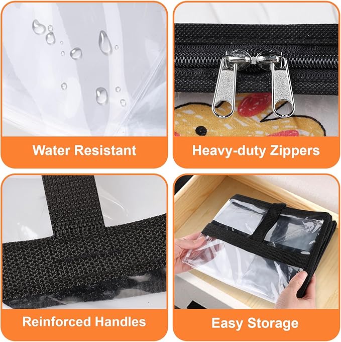 Clear Storage Bags, 4 Pack Under Bed Storage and Closet Organizers Containers, Vinyl Foldable Heavy-Duty Moving Bags with Zippers for Comforter, Bedding, Duvet, Blanket & Toy Storage, 40L