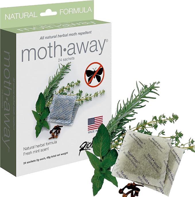 Richards Homewares Moth Away Herbal Non Toxic Natural Repellent, Count, 24-Sachets