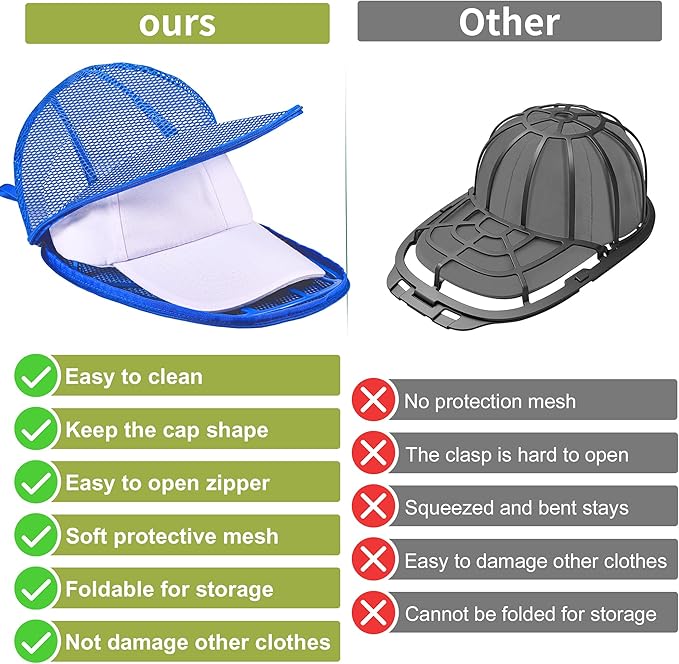 Hat Washer Cage, Foldable Hat Washer for Baseball Caps/Keep shape/Suitable for Adult & Kid's/Home Storage & Portable for Travel/Black