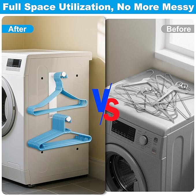 RedCall Magnetic Hanger Organizer for Washing Machine,Strong Magnet Hanger Storage Rack for Laundry Room Organization,Stacker Holder (White)
