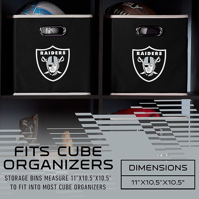 Franklin Sports NFL Storage Bins - Collapsible Cube Container + Basket - NFL Office, Bedroom + Living Room - 11"x11"