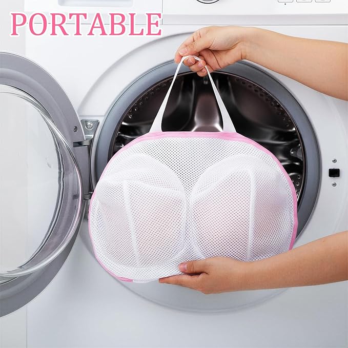 Large Bra Laundry Bags for Washing Machine, 8 Pack Mesh Brassiere Wash Bags for Laundry, Lingerie Bag for Washing Delicates Underwear, Bra Washer Protector (Pink)