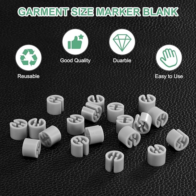 300-Pack Clothes Hanger Markers Blank, Plastic Garment Color Coded Size Clips Fit 3.5mm Rod for Clothing/Wire Hangers, Colored Coding Marker [Gray]