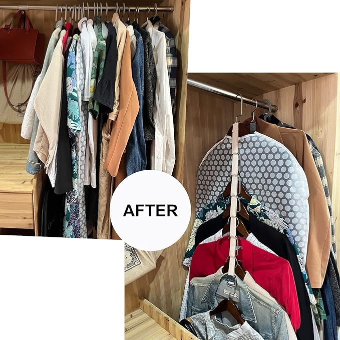 Shirt Hangers Space Saving - Multi Hangers for Dorm - Closet Space Savers for Hanging Clothes - Heavy Duty - Pack of 6