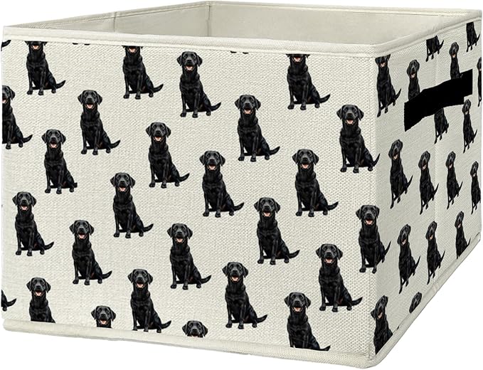 Black Lab Gifts Storage Bins & Boxes with Handles,Dog Foldable Basket for Organizing Dog Lovers Women,Labrador Retriever Christmas Storage Laundry Hampers for Bedroom Bathroom Clothes Toys Books