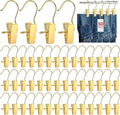 50 Pack Gold Boot Hangers for Closet, Pants Hangers with Clips Portable Travel Hanges Space Saving, Boot Clip Hooks for Hanging Clothes Pins Leggings Hangers Laundry Towels Hat Bra Socks Jean