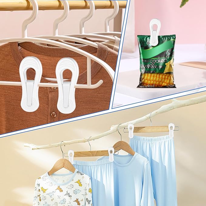 50 Pcs Multi-Purpose Plastic Hanger Clips - Ideal for Skirts & Pants
