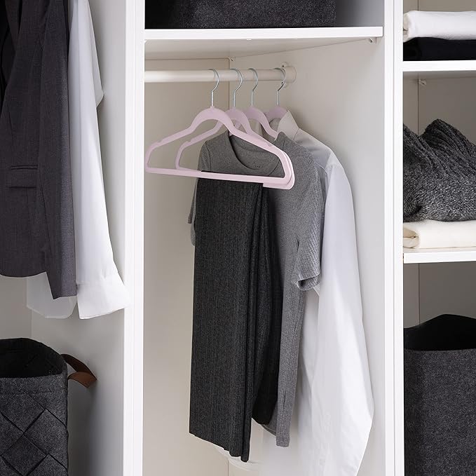 Laura Ashley 25 Pack Slim Velvet Hangers| Durable | Strong Plastic | Slim | Keeps Shape | Closet Organization | Lavender | Holds 10lbs | Holds Shape