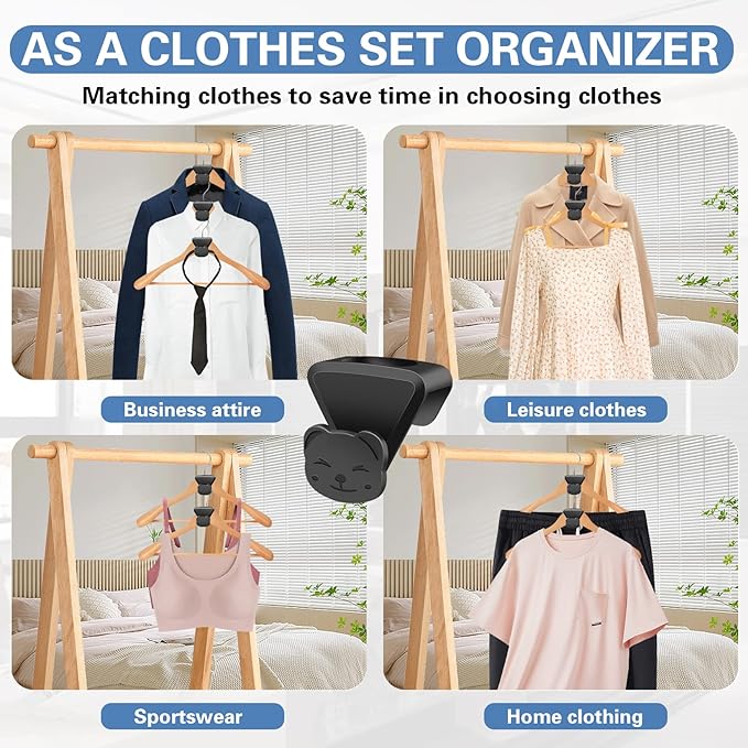 Space Saving Hanger Hooks 18 Pack, Black Clothes Hanger Connector Hooks, Heavy Duty Hanger Hooks Space Saver, Premium College Dorm Room Essentials, Good Closet Organizers and Storage