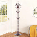 Freestanding Coat Rack with 14 Hooks, Sturdy Wooden Hall Tree for Entryway, Heavy-Duty Disc Base,for Hanging Hats, Jackets, Bags, Easy Assembly for Bedroom, Hallway, Office