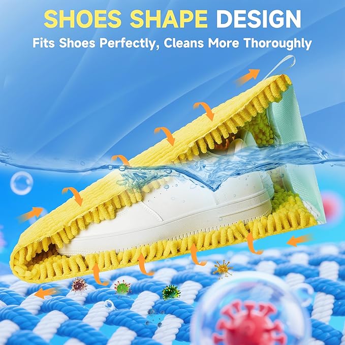 ShoeShaped Shoe Washing Machine Bag for Washer and Dryer, 2 Pack, Reusable Laundry Shoe Bag, Shoe Cleaning Bags for Sneakers, Tennis and Various Shoes Types With Self-locking Zipper