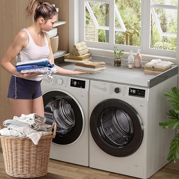 Washer Dryer Countertop: 27.5" x 54" Laundry Topper for Washer and Dryer - Non-Slip Washer and Dryer Countertop with Safety Edge - Laundry Room Organization (Gray)