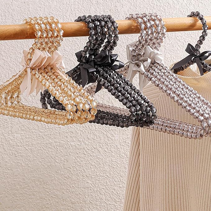 16 inch Pearl Hanger Cute Ribbon Bow Hanger Metal Elegant Clothes Hangers for Wedding Dress Photographing or Decorate Your Closet (5, Gray)