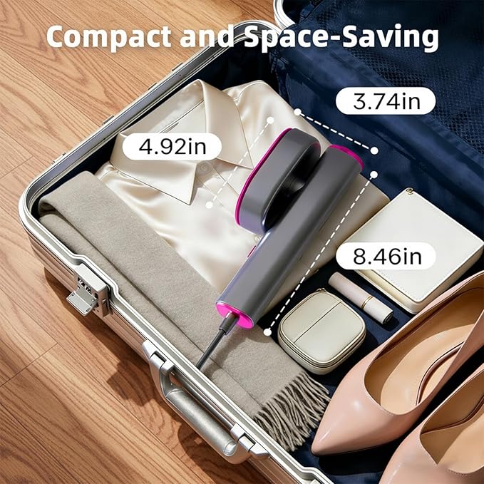 Travel Steamer for Clothes, 1200W Handheld Garment Steamer & Iron 2-in-1, 15s Fast Heat-up Portable Steam Iron with Large Ceramic Panel, 120V Mini Ironing Machine for Home, Travel and Business(Red)
