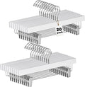 Quality Hangers Wooden Pants Hangers - 20-Pack Swivel Hook Cloth Hanger Set - Lotus Wood Skirt, Pant, Shorts and Slack Hangers with Adjustable Clip – White Clothing Hanger (White, 20)