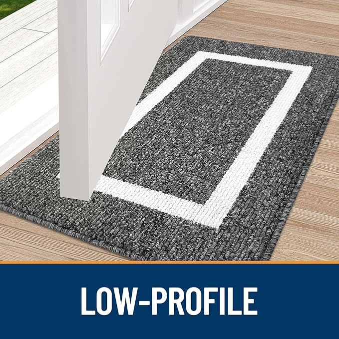 OLANLY Indoor Door Mat, 59x35, Non-Slip Absorbent Resist Dirt Entrance Mat, Washable Low-Profile Inside Entry Doormats for Entryway, Black