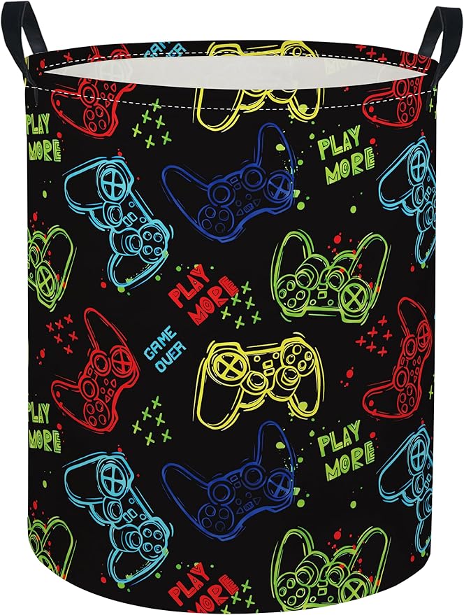 Baby Laundry Hamper kids laundry Basket Waterproof Laundry Bag for Bedroom Toy Clothes Organizer Room Décor(Game)