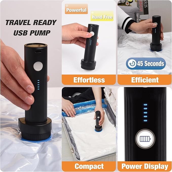 Vacuum Storage Bags, Vacuum Seal Space Saver Bags for Clothing, Travel Lugggage, Carry-on, Blankets, Comforters, Pillow, Bedding, 10 EPump