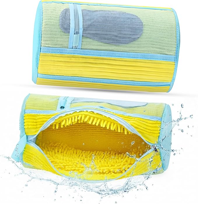 Shoe Washing Machine Bag (2 Pack) – 360° Thick Protection, Highly Durable Mesh Sneaker Washer w/Zipper Lock & Side Pockets – Deep Cleaning Sneaker Laundry Bag for Spotless Shoes