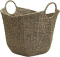 Household Essentials Brown Wicker Storage Basket with Handles Large | Natural Seagrass