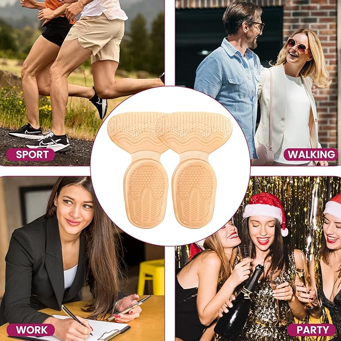Heel Grips for Women Shoes - Bukihome Heel Pads for Shoes That are Too Big, Non-Slip, Reduce Friction T-Shape Design Shoe Cushions for High Heels, Sandals, Pumps, Flats, Boots (4 Pcs, Beige)