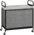 STORAGE MANIAC Rolling Laundry Hamper with Wheels 3-Section Laundry Sorter Rolling Laundrys Basket on Wheels with Removable Bag Clothes Hamper Laundrys Organizer Cart Bathroom Bedroom 120L Grey