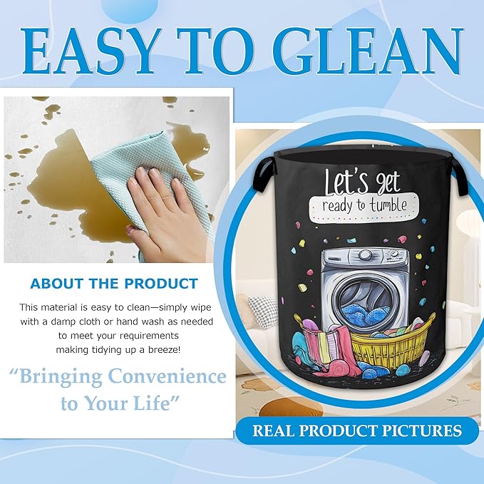Laundry Today Large Storage Basket Collapsible Laundry Basket Oxford Storage Bin for Toy Bins Gift Baskets Bedroom Clothes Children Nursery Hamper 16" X 20.8"