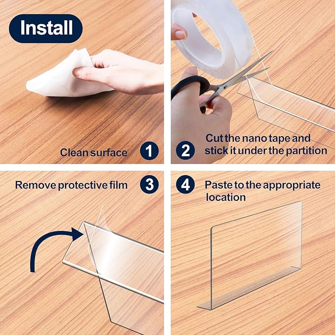 Acrylic Shelf Dividers For Closet Organization，Sweater Organizer For Closet - 12pack 8” Tall Clear Plastic Shelf Dividers For Closets Shelves Cabinets