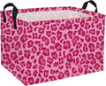 Rectangular Kids Baskets Pink Basket Cute Storage Bins Organizer Box Boys Room Decor for Home.(Pink leopard print)