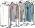 Upgraded Thickened Clear Garment Bags for Hanging Clothes 4 Packs, 10“ Gusseted Clothes Hanging Storage Bags for Closet, Shirts, Coats, Dresses (60 inch)