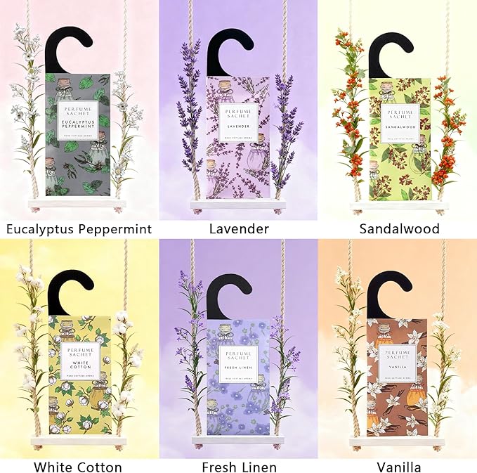 ROSE COTTAGE Large 12 Packs Lilac Hanging Closet Air Freshener Scented Sachets Long Lasting Smell Goods