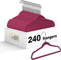 Quality Children's Plastic Non Velvet Non-Flocked Thin Compact Hangers Swivel Hook for Shirts Blouse Coats (Raspberry, 240)