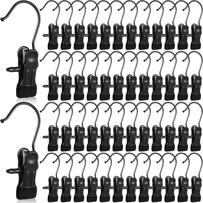 100 Pieces Boot Hangers for Closet Laundry Hooks Hanging Clips Boot Hangers Holder Travel Home Space Saving for Clothes Hats Towels Single Organizer Clamps(Electrophoresis Black)
