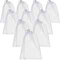 TecUnite 10 Pcs Mesh Laundry Bags with Drawstring Multicolor Mesh Sack Bag Nylon Gift Dishwasher Bag with Sliding for Storage Clothes Socks Jewelry Gifts Toys Fruit(11.8 x 7.5 Inch,White)