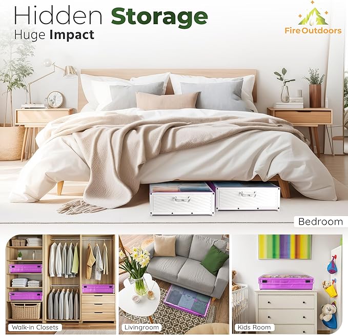 Under Bed Plastic Drawers with Rolling Wheels - Storage Containers with Dual Handles for Easy Access - Space Saving Organizer for Shoes and Clothes