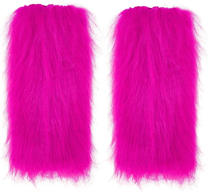 Zando Furry Faux Fur Leg Warmers for Women - Soft Fluffy Legwarmer Winter Boot Cuffs Covers for Daily Halloween Santa Costume