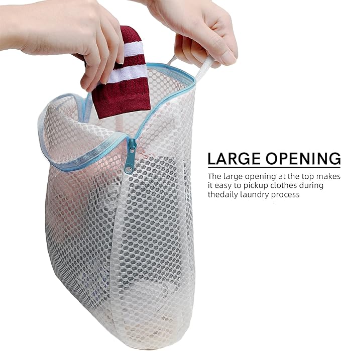 COMLIFE Set of 2 Delicates Honeycomb Mesh Laundry Bag，Use YKK Zipper，with Handle, Extra Large Opening, Baby Products, Face Cleansing Pads,Socks, Fine Knitwear Mesh Wash Bags (Blue)