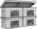Univivi Fabric Foldable Storage Bins with Lids Collapsible Storage Boxes Bins Organization Baskets for Home, Closet, Playroom, 14''x10''x8.3'' (Gray, 4-Pack)
