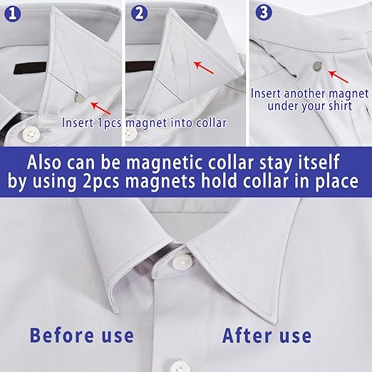 Magnets for Metal Collar Stay, N42 Strong Magnetic Collar Holders Replacement, Packed in Mini Round Tube, 20Pcs (0.4 * 0.08”/10 * 2mm)