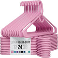 NEATERIZE Ultra Heavy Duty Plastic Clothes Hangers - Pink - Durable Coat, Suit and Clothes Hanger. Perchas De Ropa (24 Pack - Pink)