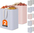 Lifewit 2 Pack Laundry Hamper Large Collapsible Laundry Baskets, Freestanding Waterproof Clothes Hamper with Easy Carry Handles in Laundry Room Bedroom Bathroom College Dorm, Pink&Blue, 2 x 100L