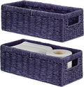 Vagusicc Wicker Storage Basket, Paper Rope Wicker Baskets with Handles, Toilet Paper Basket for Toilet Tank Top, Small Wicke Baskets for Organizing Shelves, 2-Pack, Purple