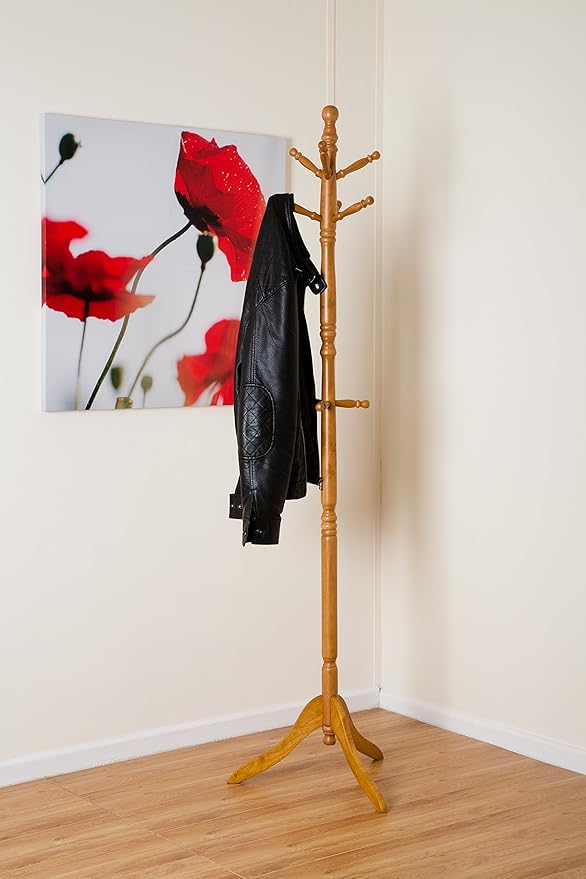ASPECT CLEO WOODEN COAT TREE WITH 9 HOOKS, oak, 48 dia x 182(H) cm