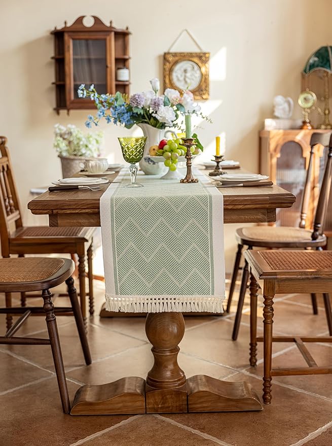 Table Runners 107 Inches,Waterproof Boho Table Runner with Tassel Fringe,Table Runner for Party Coffee Table
